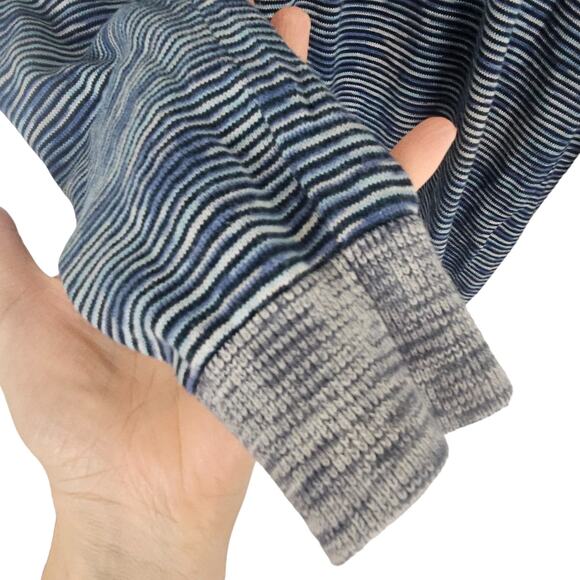 Armani Exchange Sweater Knit Sweater Mens M Gray Blue Striped Sweater V-Neck - Picture 4 of 8